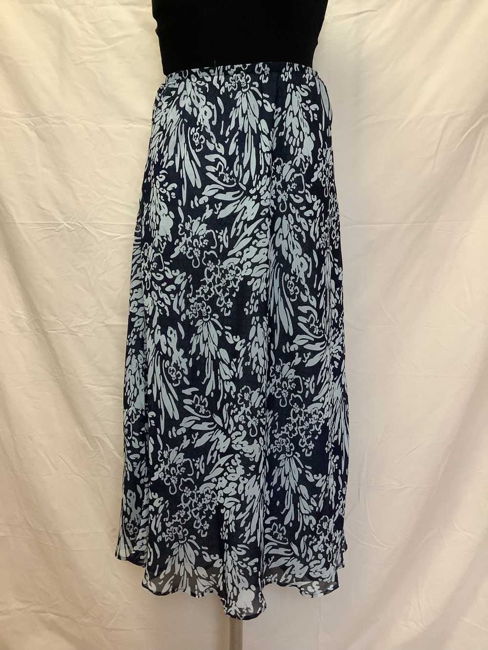 Croft & Barrow Maxi Skirt-Blue w/ Light Blue Floral Pattern-Reversable-Sheer-6